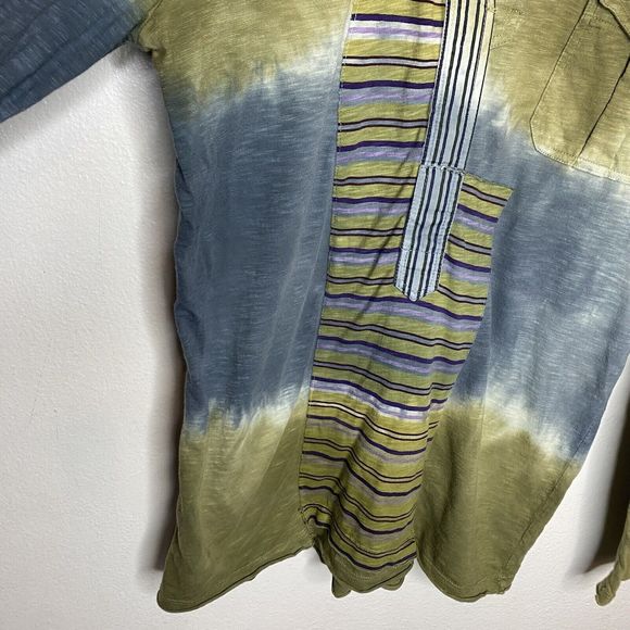 Custo Barcelona Long Sleeve Green Blue Collared Button Front Shirt Mens Medium - Picture 7 of 15